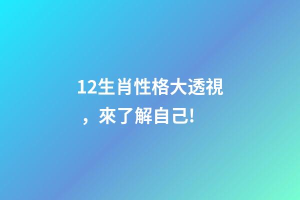12生肖性格大透視，來了解自己!